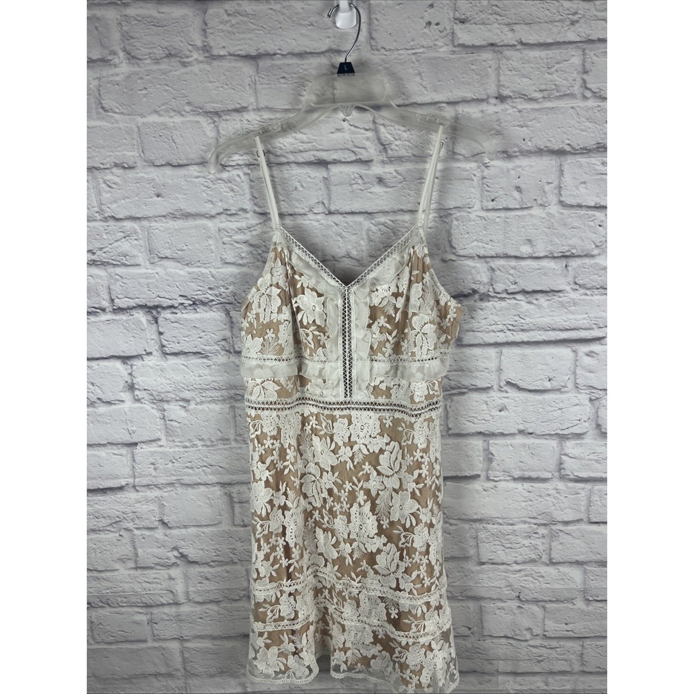 Willow & Clay Womens Boho Coquette Floral Lace Romantic Mini Dress Large